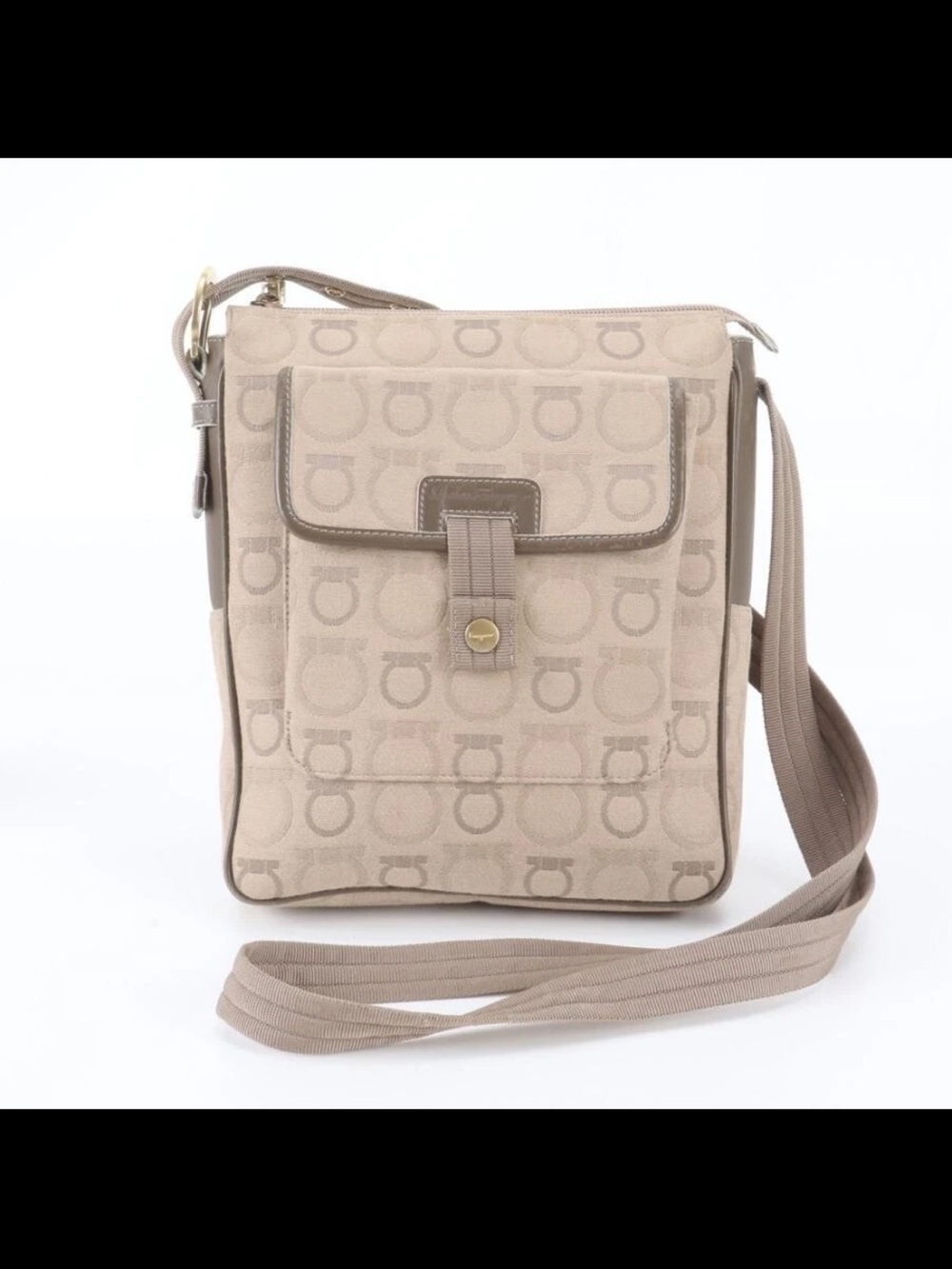 Salvatore Ferragamo Beige Monogram Crossbody Bag